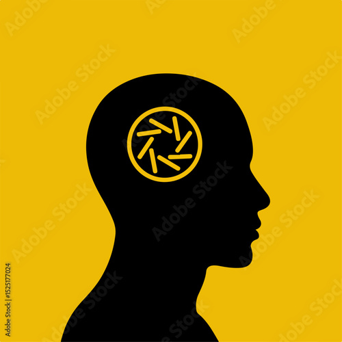 Human head silhouette with aperture inside.  Brain concept image showing creative thinking or focus.  This image is perfect for medical publications,