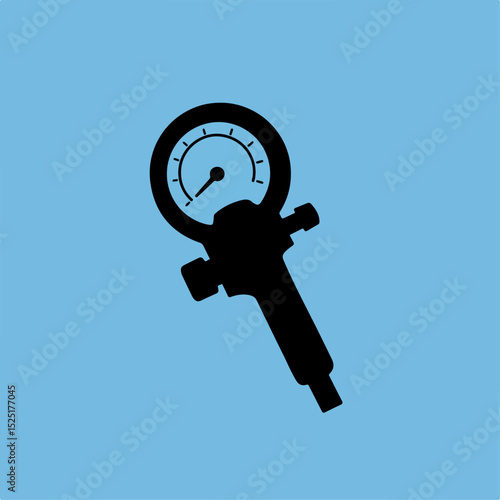 Medical pressure gauge shows blood pressure measurement.  Clinical instrument for measuring blood pressure, useful in cardiology or ophthalmology.