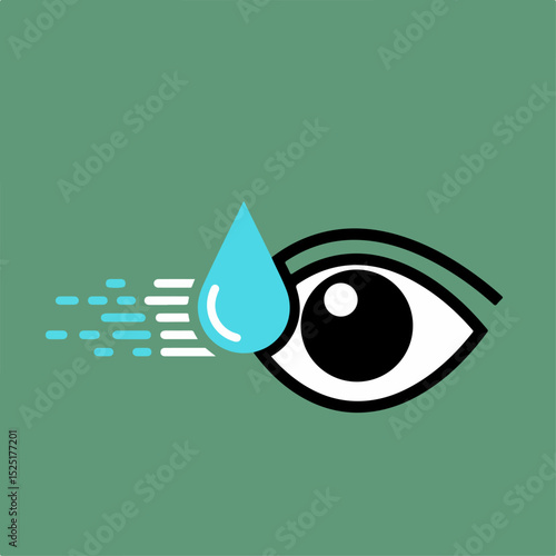 Eye with a drop of liquid and spray. Eye care concept with moisturizing drop and refreshing spray. Illustration perfect for ophthalmology brochures and medical websites.