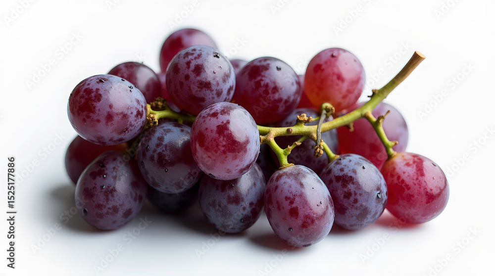 Fototapeta premium A cluster of deep purple grapes elegantly arranged on a white background