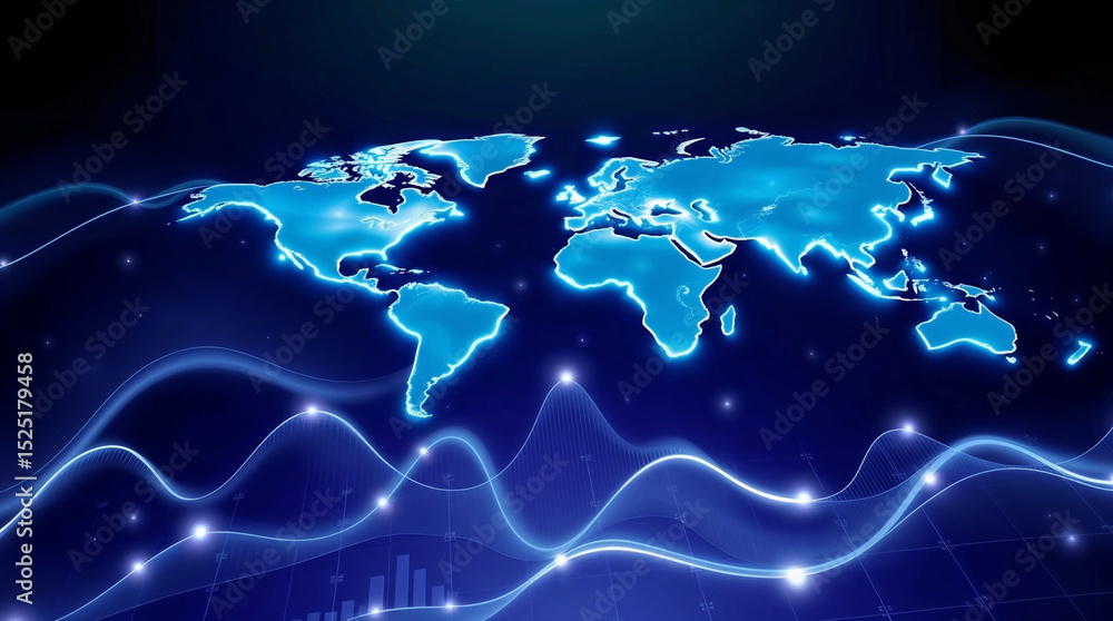 Naklejka premium Digital World Finance Map