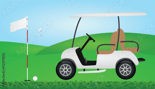Golf scene with flag and ball. vector