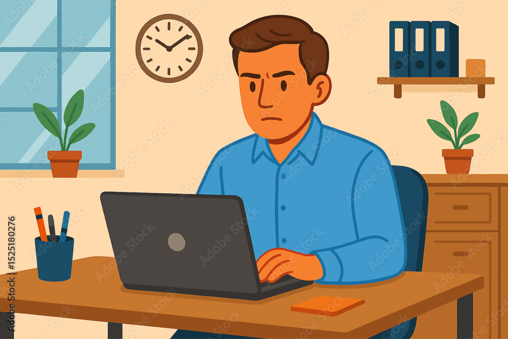 Office Staff Using Computers at Work – Professional Flat Illustration Office Staff Using Computers at Work – Professional Flat Illustration