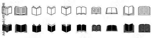 Open book icon vector set. Book illustration sign collection.  Reading symbol. Magazine web icons. Open books symbols for web and mobile app.