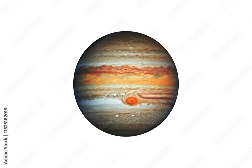 Fototapeta premium Planet Jupiter on transparent background, cut out. This image elements furnished by NASA.