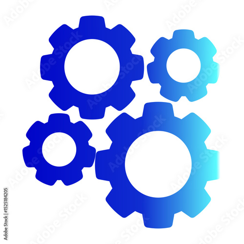 Gear Mechanism Icon - Glyph Gradient Style for System Process & Engineering.