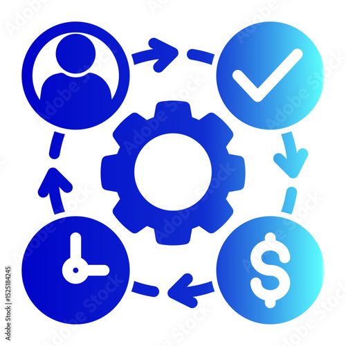 Resource Allocation Icon - Glyph Gradient Style for Process & Organization.