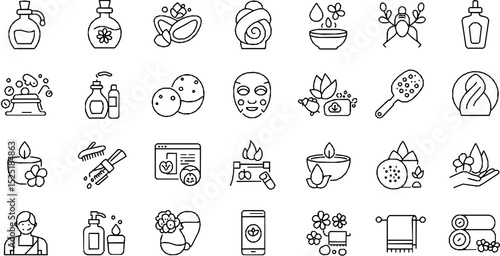 Spa and massage editable stroke outline icon isolated on transparent background flat vector illustration. Pixel perfect.
