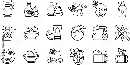 Spa and massage editable stroke outline icon isolated on transparent background flat vector illustration. Pixel perfect.
