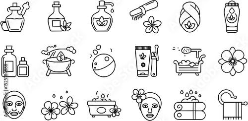 Spa and massage editable stroke outline icon isolated on transparent background flat vector illustration. Pixel perfect.
