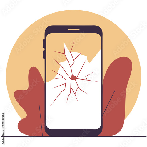 Broken phone with shattered screen