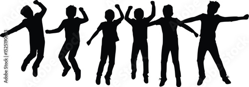 Group of Boys Jumping Silhouette - Celebratory Energy
