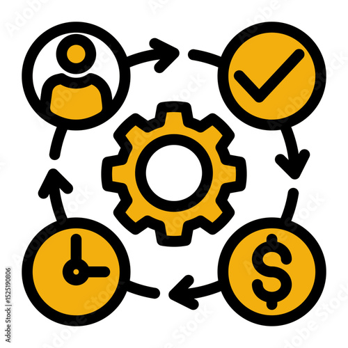 Resource Allocation Icon - Glyph Color Lineal Style for Process & Organization.