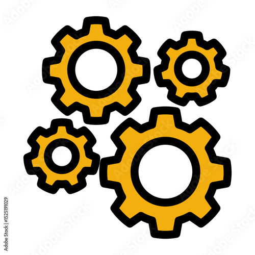 Gear Mechanism Icon - Glyph Color Lineal Style for System Process & Engineering.