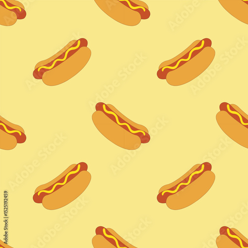 Hot dog seamless pattern background vector illustration