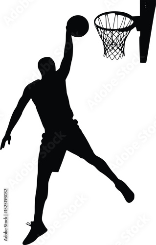 Basketball Player Silhouette Dunking - High-Energy Sports Pose