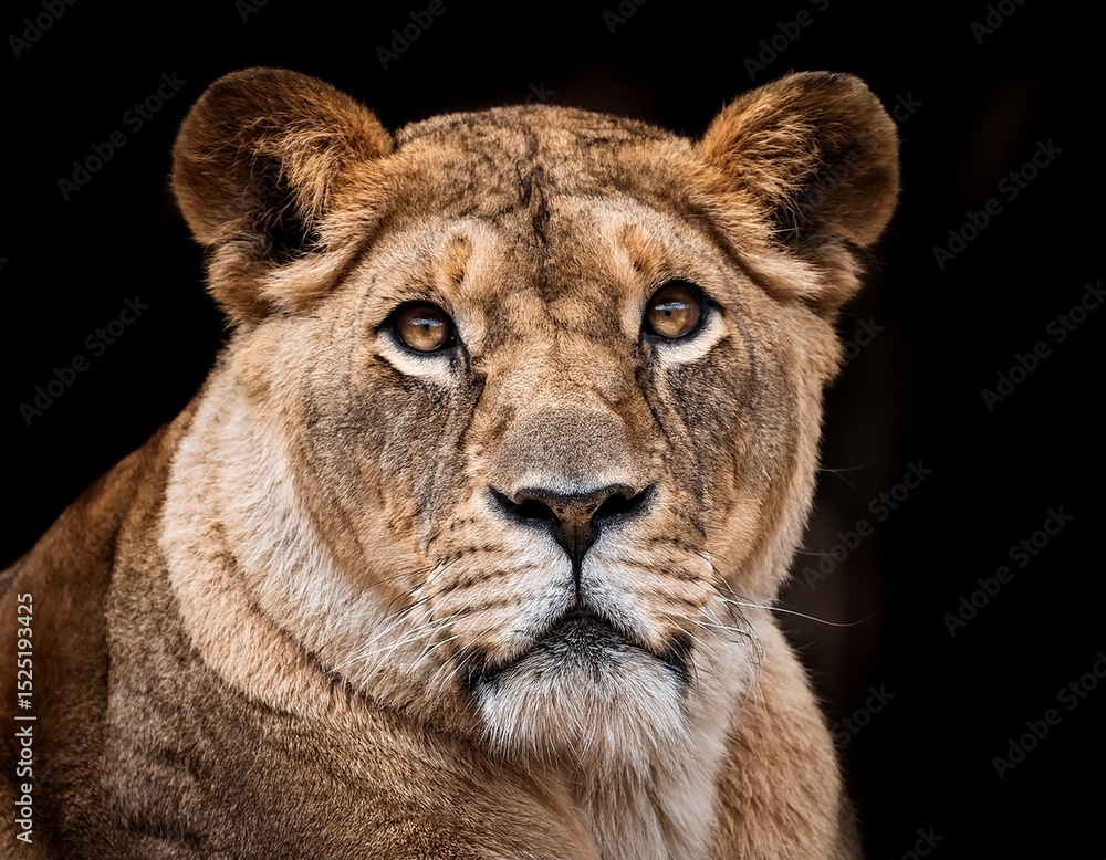 Fototapeta premium majestic lioness portrait against dark background