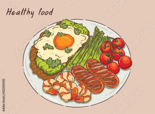 sausages and vegetables Healthy food 
