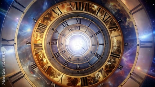 Hypnotic Time Vortex: A Journey Through Cyclical Clockwork Nebula