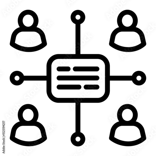Collaboration Hub Icon - Outline Style for Team Communication.