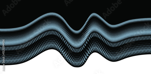 Abstract binary wave pattern, wavy abstract vector pattern in monochrome.