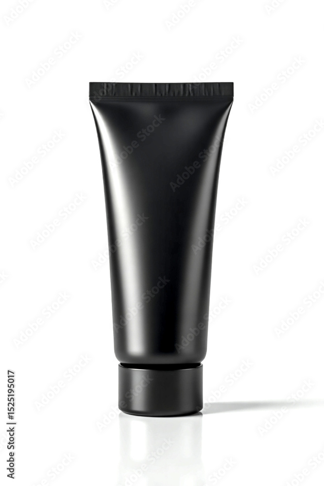Single black lotion or facial wash tube with plain background, ideal for packaging design Single black lotion or facial wash tube with plain background, ideal for packaging design
