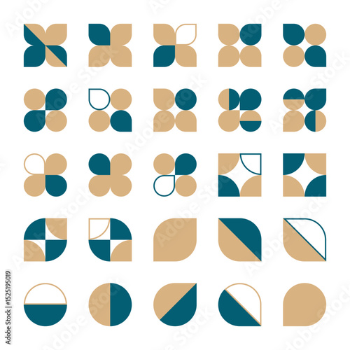 おしゃれなジオメトリック図形のバリエーションセット