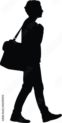 Determined Walker Silhouette - Quiet Bag-Carrying Resolve