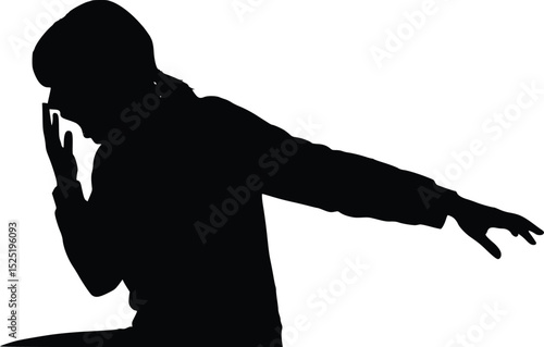 Yawning Stretch Silhouette - Sleepy Comfort Moment