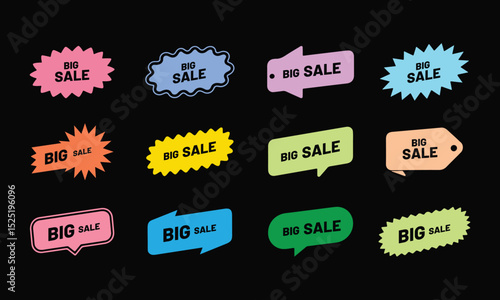 Big Sale badge icon set. Special offer, big sale, discount, best offer price and big sale pricing tag badge and labels design. Template banner shopping badges. vector illustration.