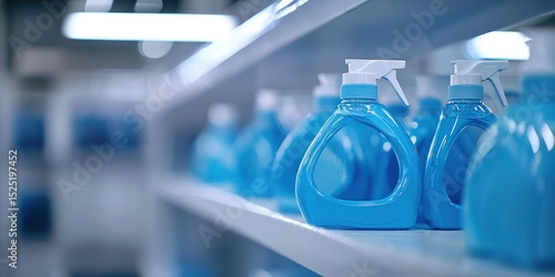 Laundry detergent bottles on a shelf