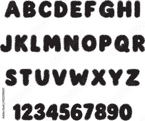 Fluffy Furry Fur typography font lettering ABC cartoon vector text