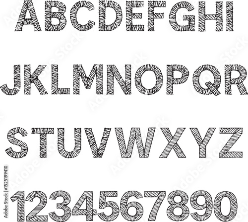 Embroidery Embroidered Sewing  typography font lettering ABC cartoon vector text