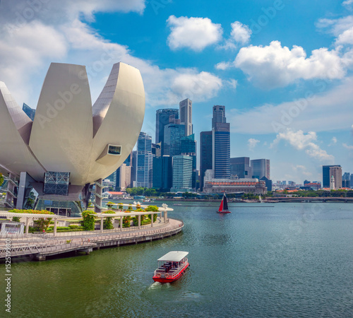 Photography View of the skyline of the Singapore from Marina Bay, Singapore