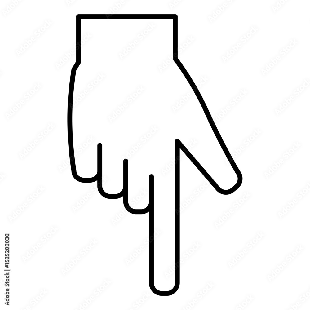 Vector icon of downward pointing hand Vector icon of downward pointing hand
