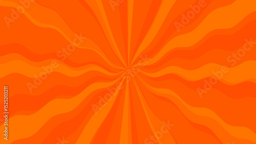 2d Yellow orange hot groovy hippie retro sunny abstract background. Summer doodle sunshine shapes childish style. Dynamic illustration sunny summer poster banner Vintage wavy sun rays sunburst pattern