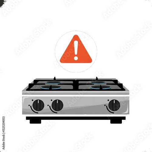 Stove with warning – means overheating or danger.