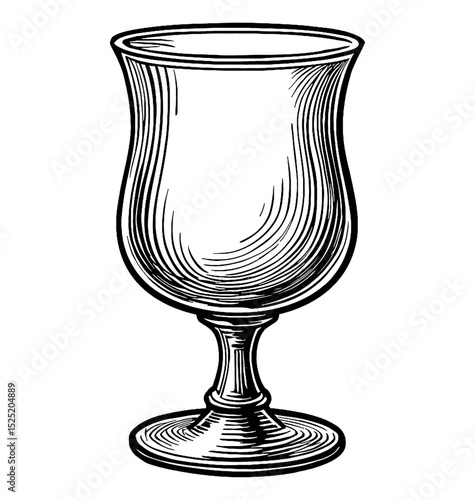 Illustration of empty chalice glass with black and white line art vector
