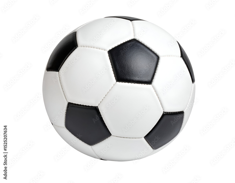 Fototapeta premium Soccer ball with black and white hexagonal pattern. Isolated transparent background