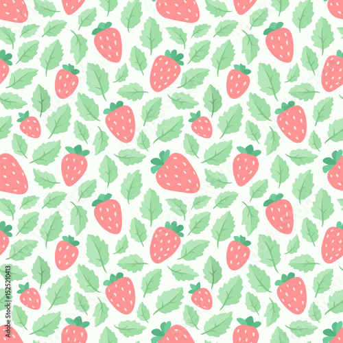 Tile pattern with sweet strawberries and leaves