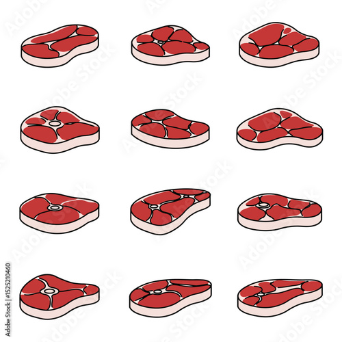 Meat pulp, piece of fresh meat, beef, raw meat on a white background, isolated