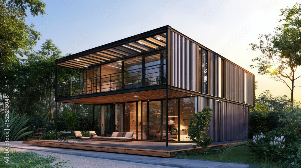 Obraz premium Pre-fabricated modern home with sustainable features