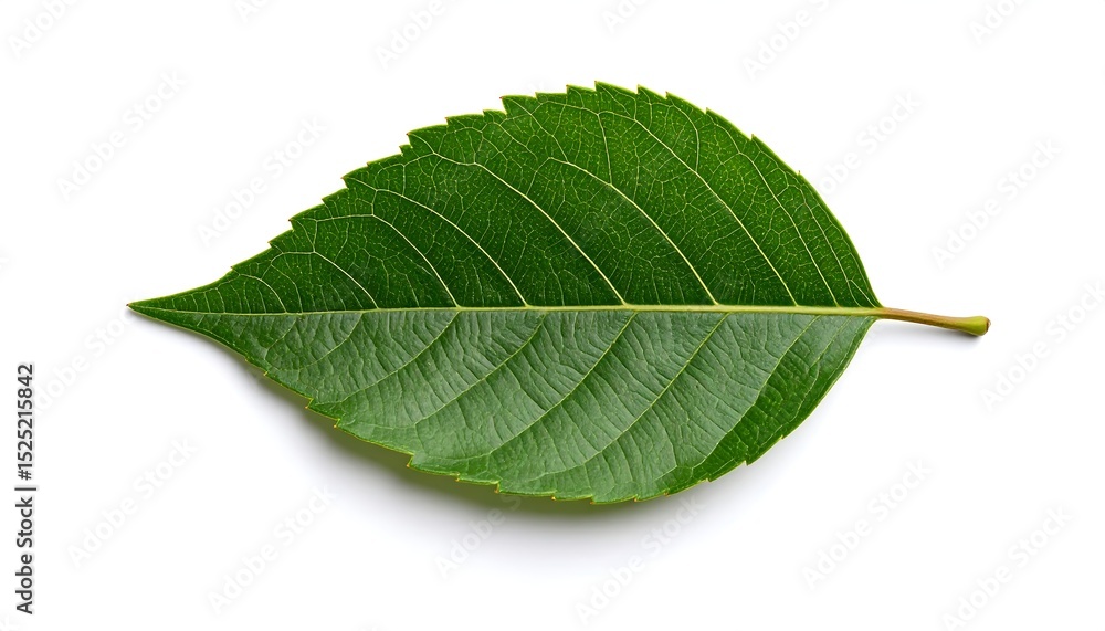 Obraz premium Green Leaf with White Background.