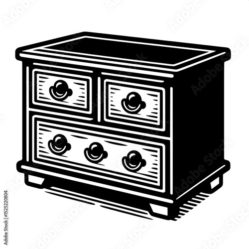 Black and White SVG of a Chest of Drawers