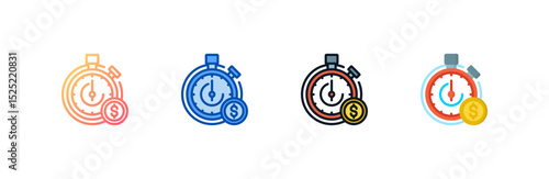 Time icon set multiple style collection