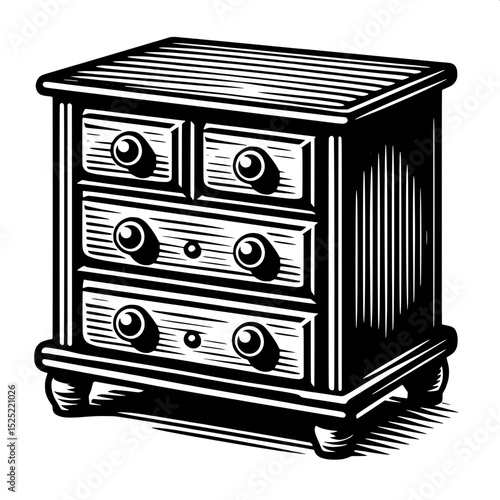 Black and White SVG of a Chest of Drawers