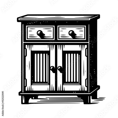 Black and White SVG of a Cabinet