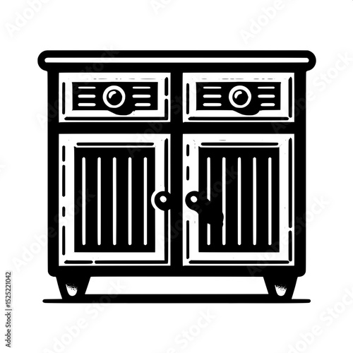 Black and White SVG of a Cabinet