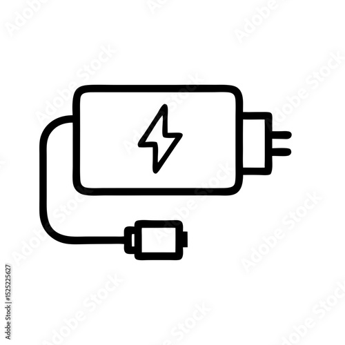 Charger block icon in minimalist design on transparent background  