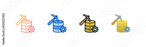 Data Mining icon set multiple style collection